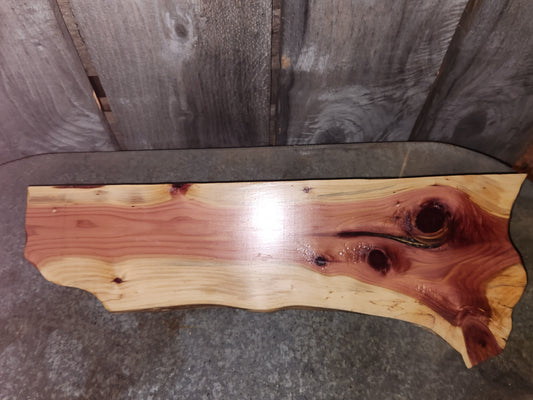 Rustic Log Cedar Floating Shelf - Handcrafted Live Edge Wall Shelf