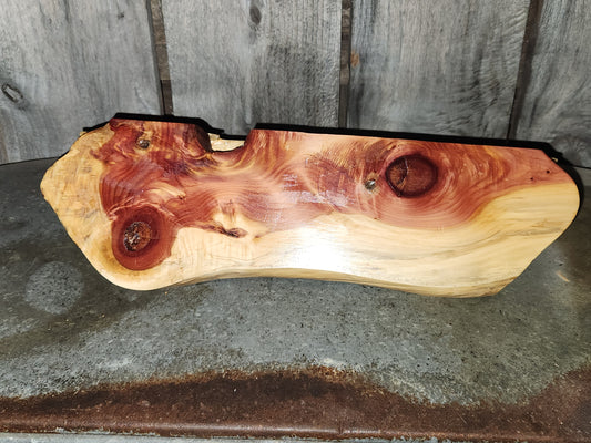 Rustic Log Cedar Floating Shelf - Handcrafted Live Edge Wall Shelf