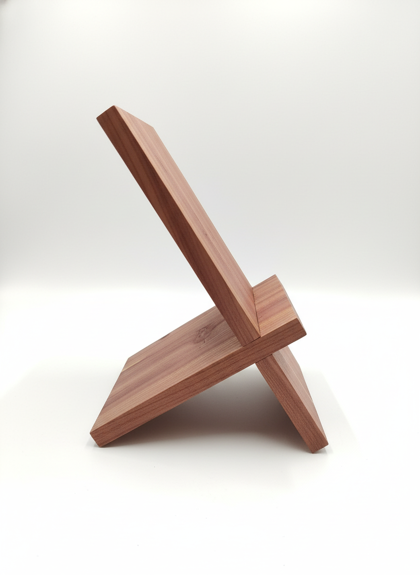 Enhanced Cedar Cell Phone Holder - Side View