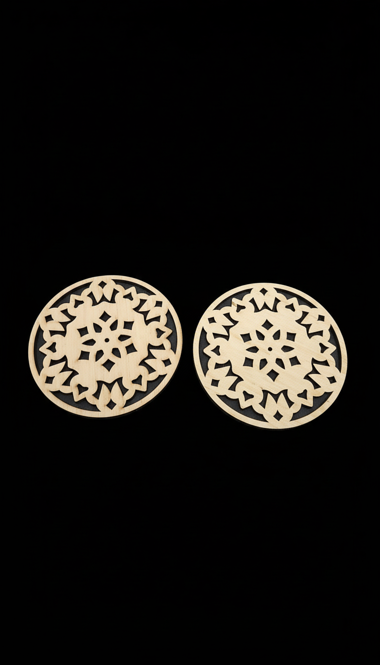 Wooden trivet on black background