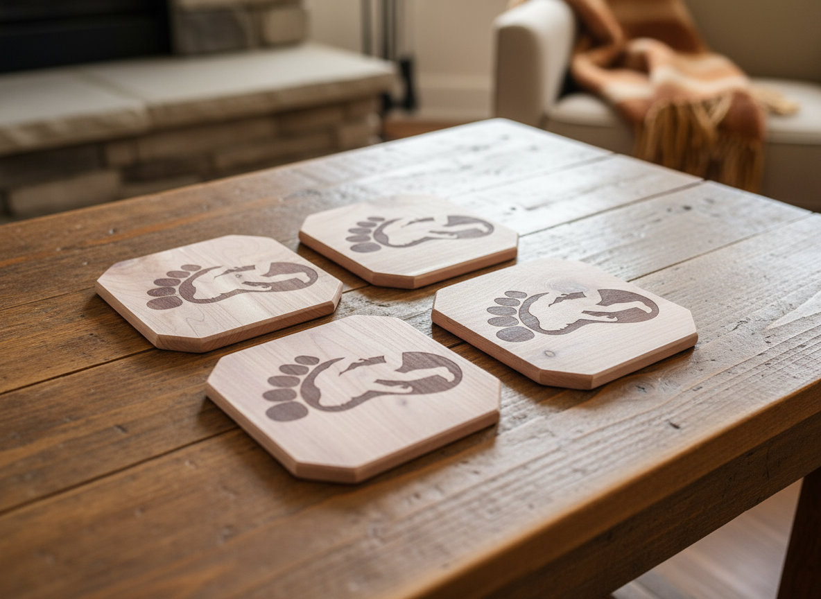 Big Foot Cup Coasters display