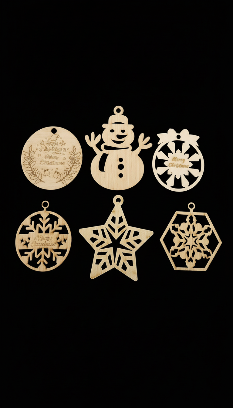 Christmas Ornaments on black background