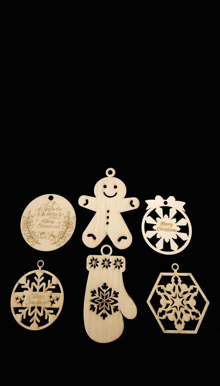 Christmas ornaments on black background