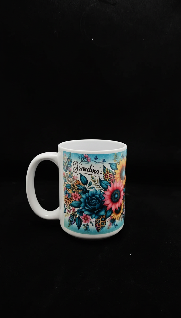 Grandma coffee mug with black background