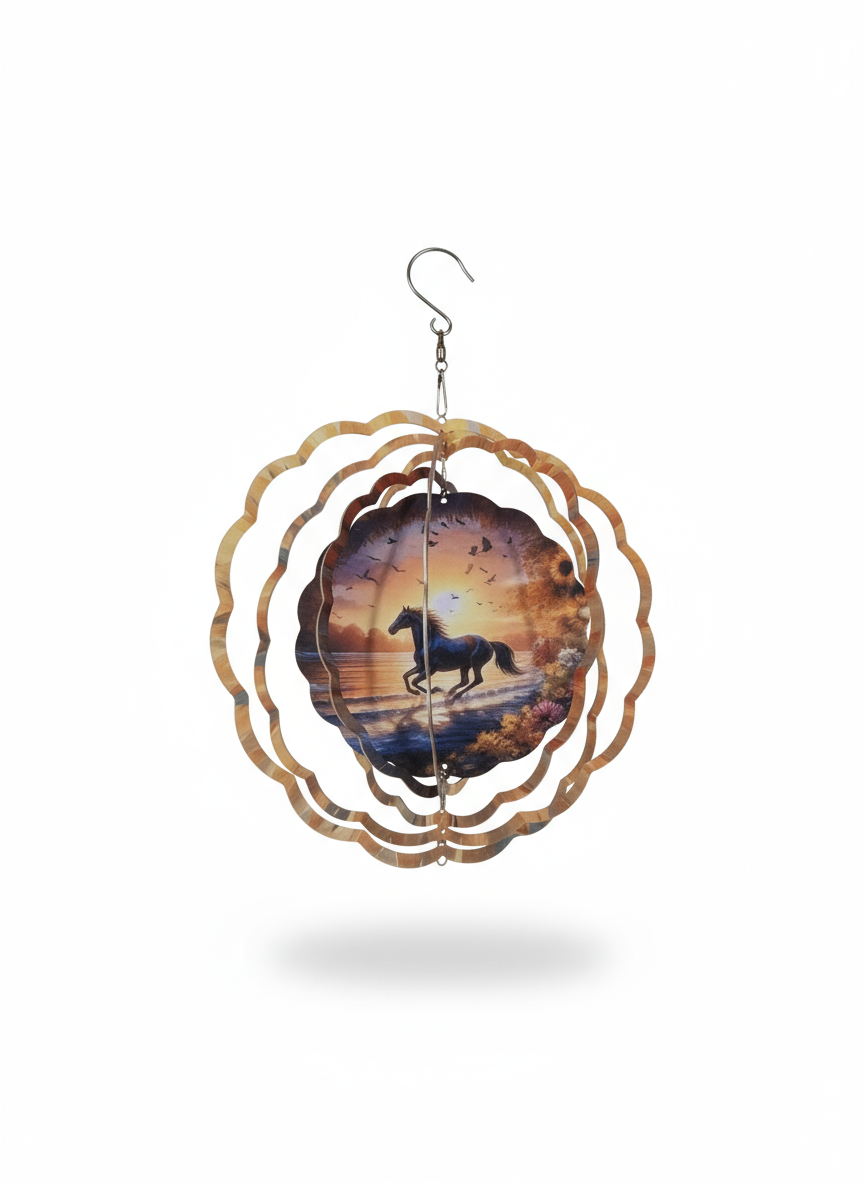 Horse Running In The Sunset on white background