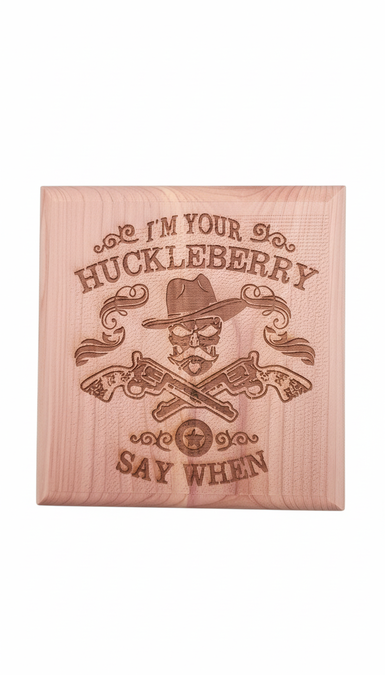 I'm Your Huckleberry Wooden Coaster with white background