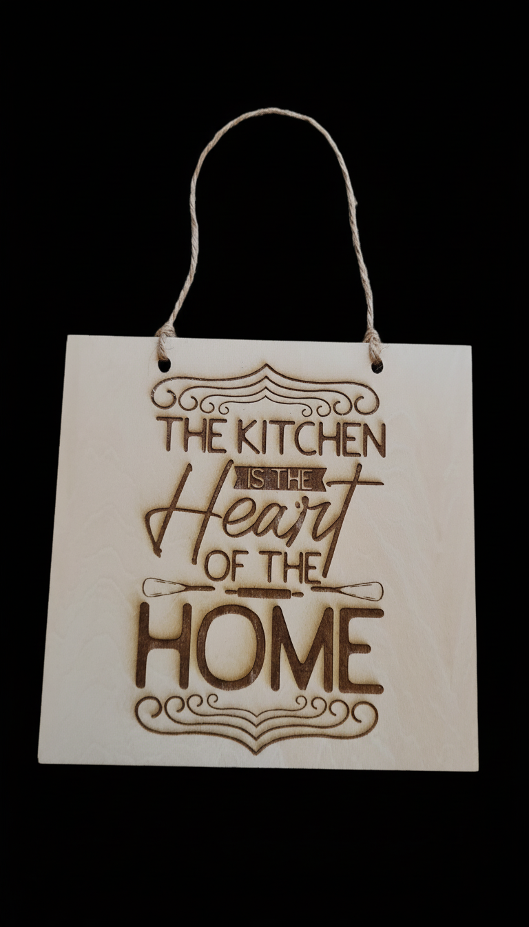 Kitchen decor sign on black background