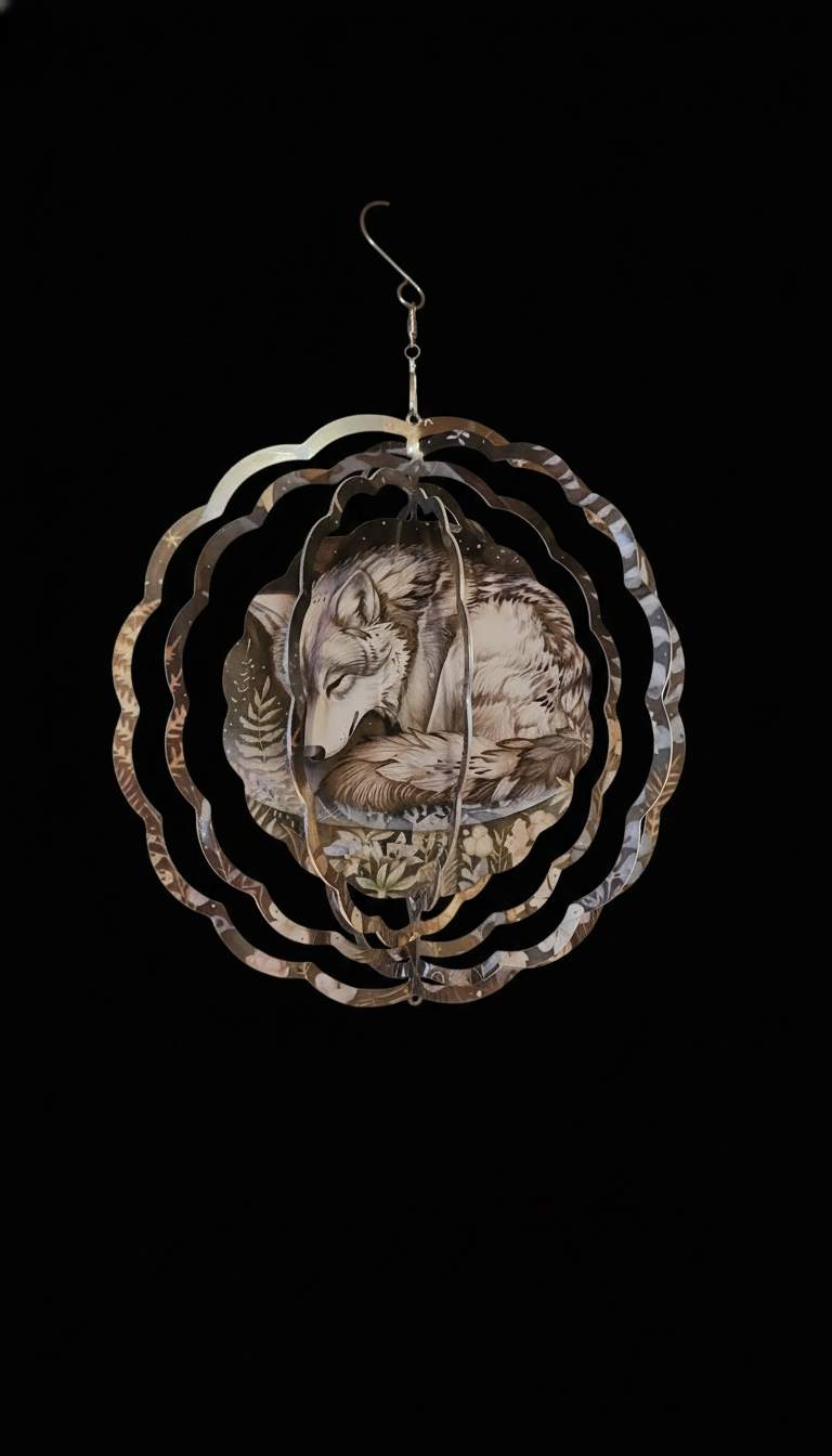 Sleeping Wolf on black background