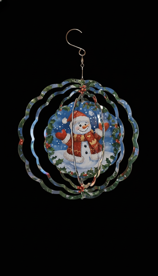 Snowman on black background