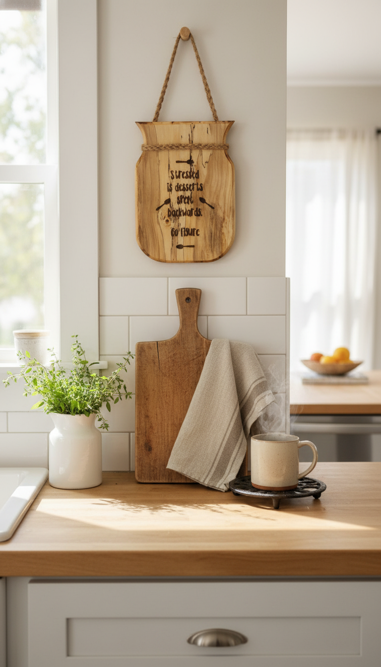 Stressed kitchen sign lifestyle photo