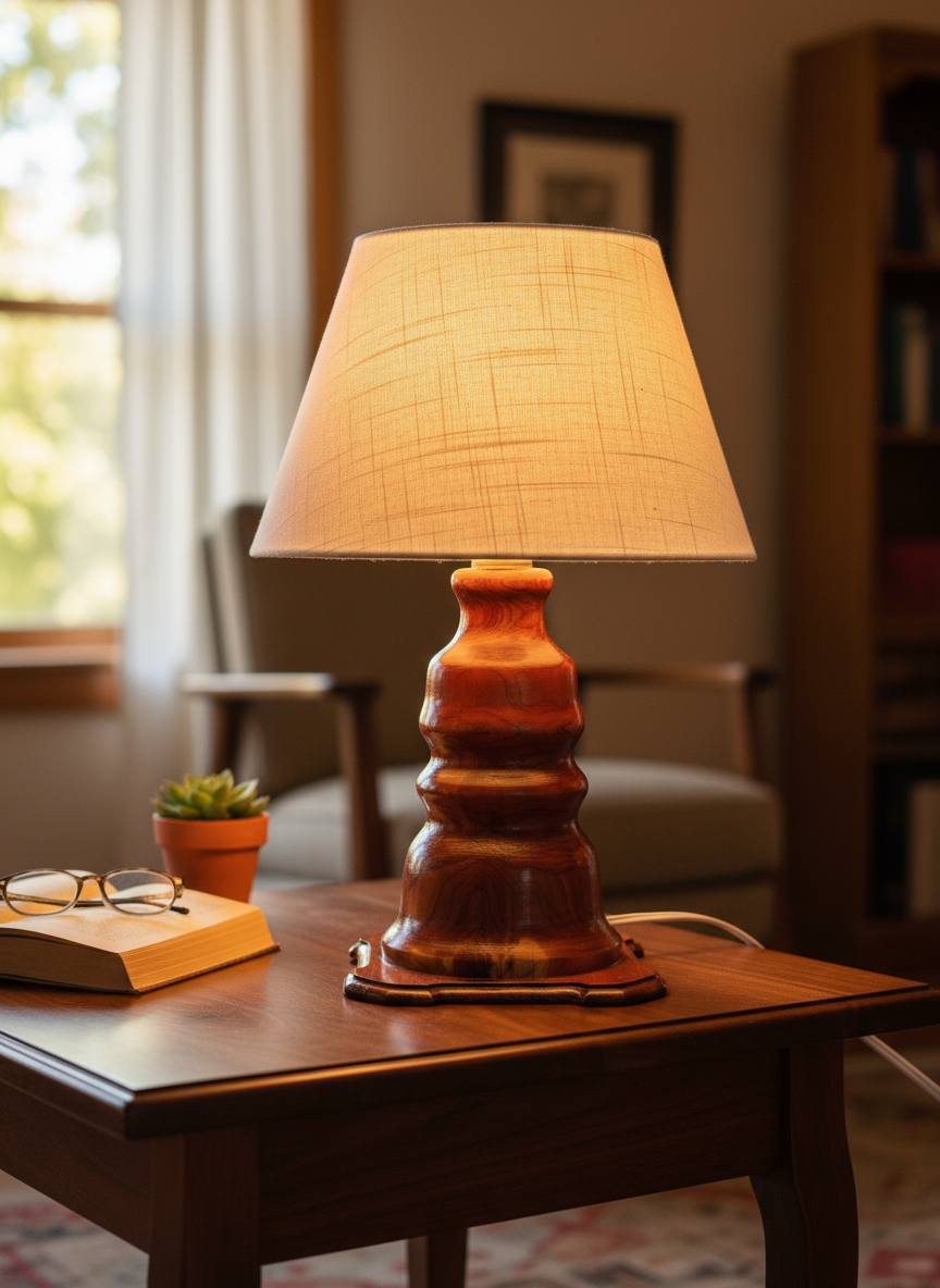 Table Top Lamp glowing in cozy setting