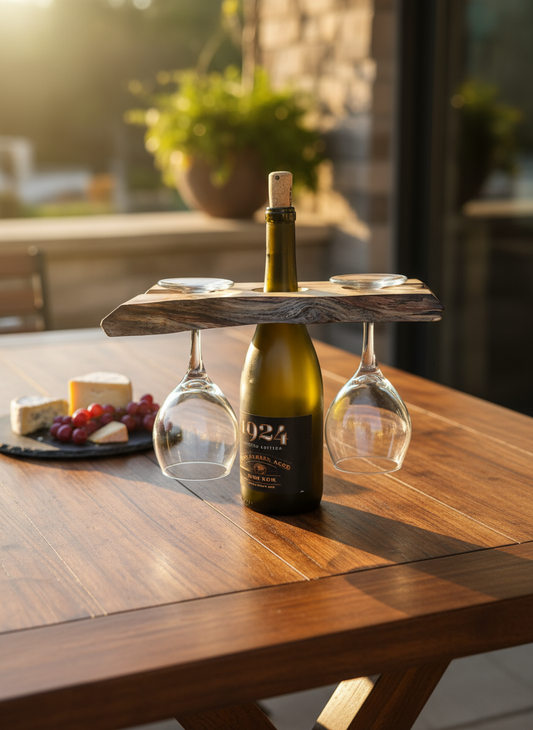 Wine Caddy with wine and glasses