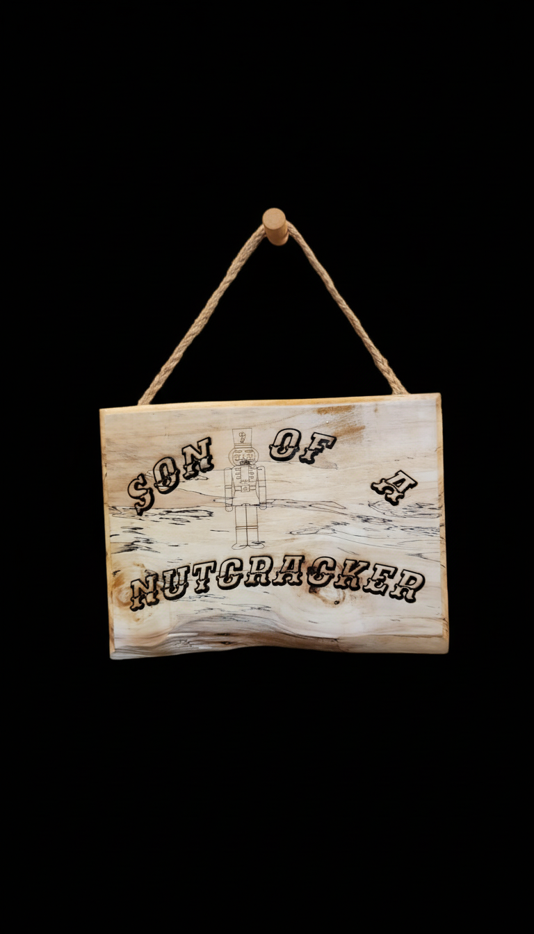 Wooden Christmas Decor Sign on Black Background