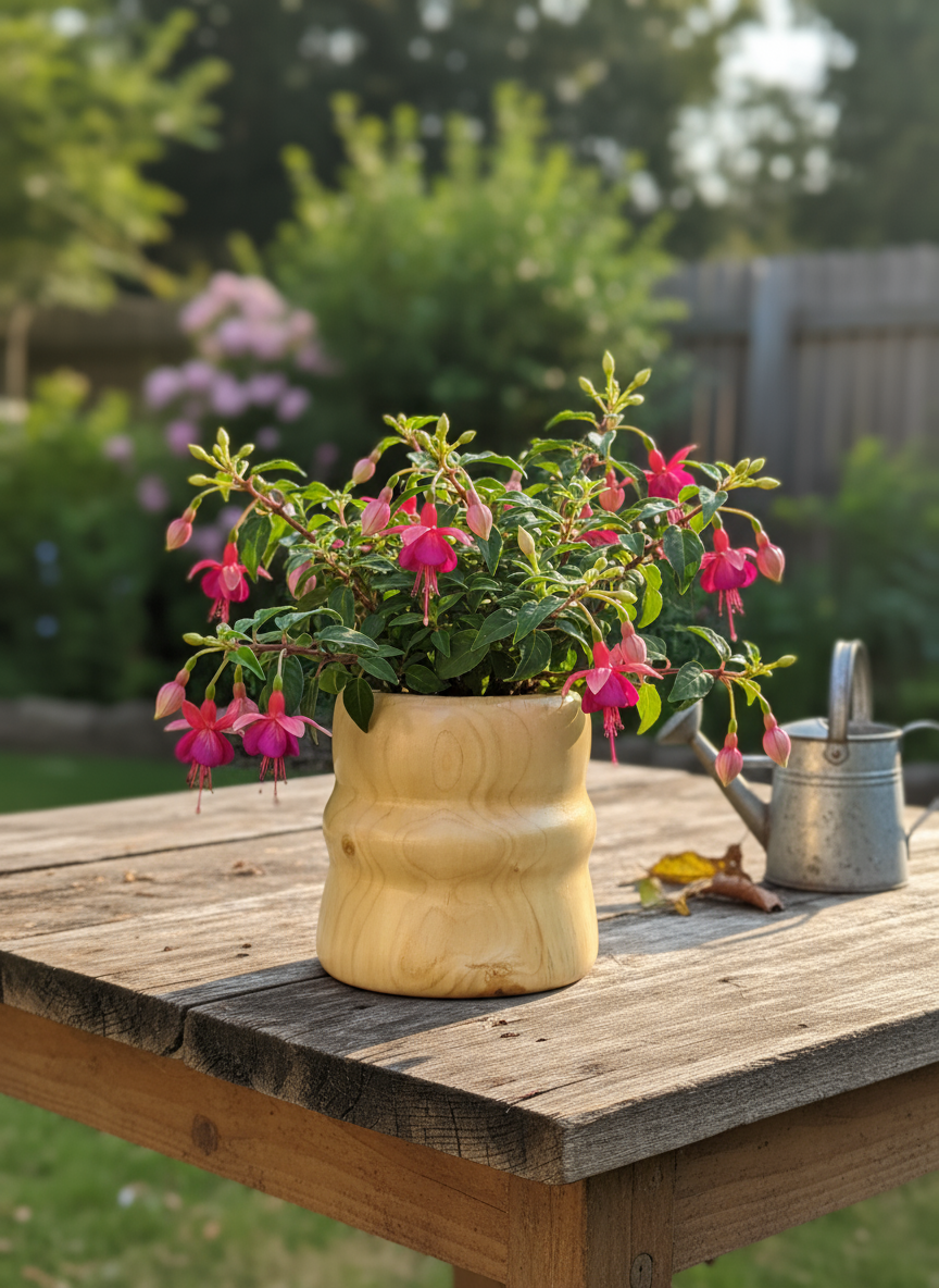 Wooden Flower Pot with beautiful plant