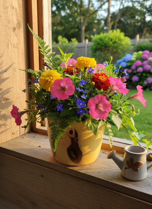 Wooden Flower Pot with beautiful plant